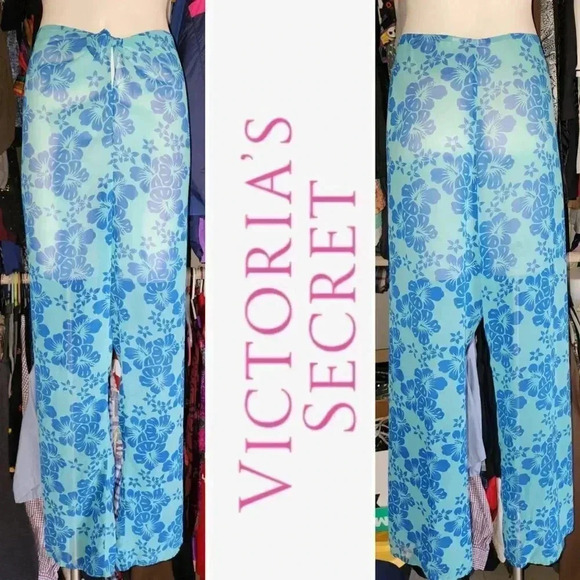Victoria's Secret Other - Vintage VS Victoria's Secret Tropical Tie Waist Mesh Swim Cover-up Pants S M